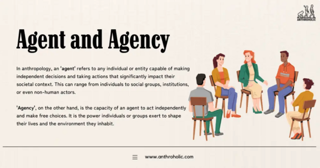 image of semicircle of people discussing the definition of agency
